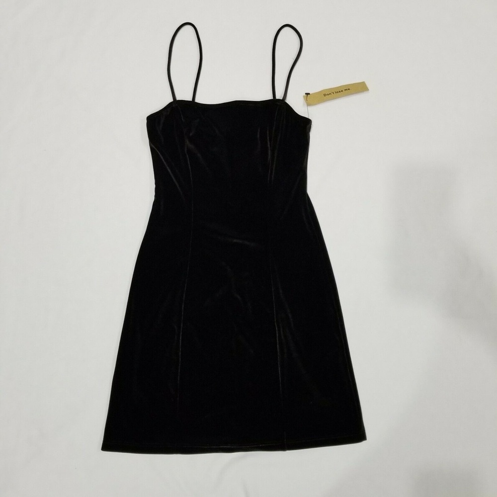 NWT Reformation Black Velvet Cindy Mini Dress XS